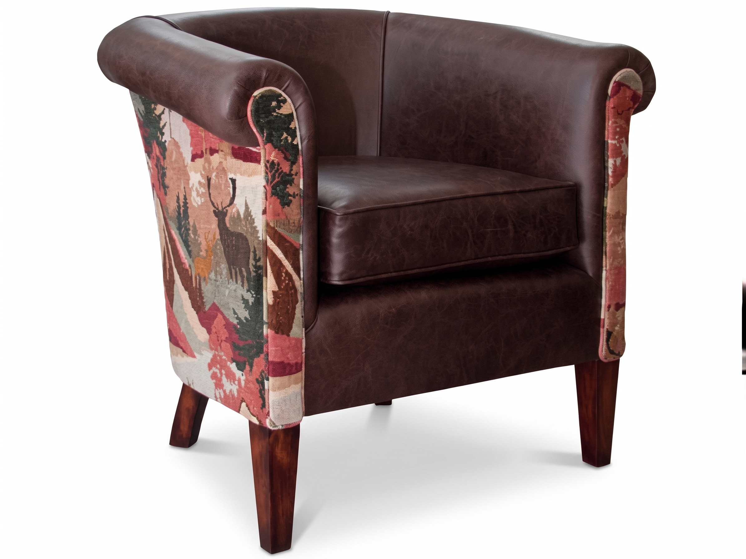 tub chair leather tartan