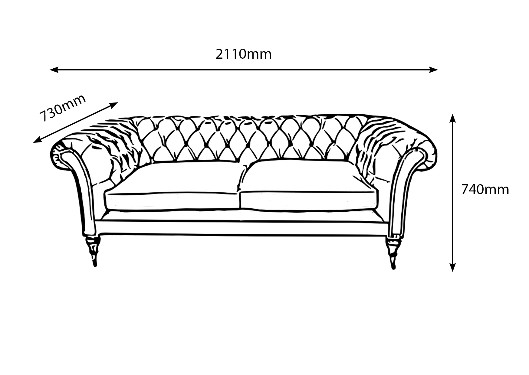 Bulmer Sofa measurements