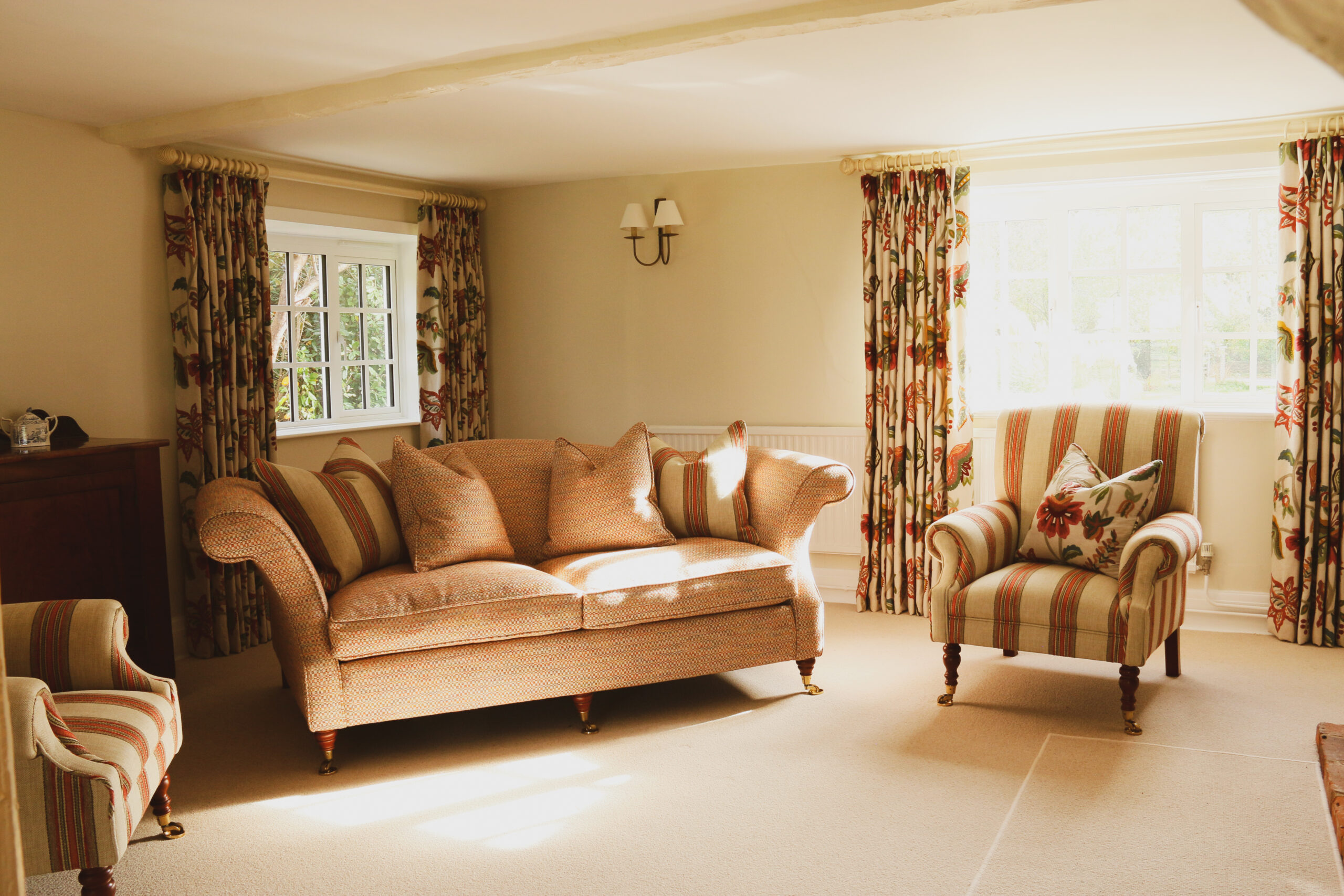 lounge sofa and curtains
